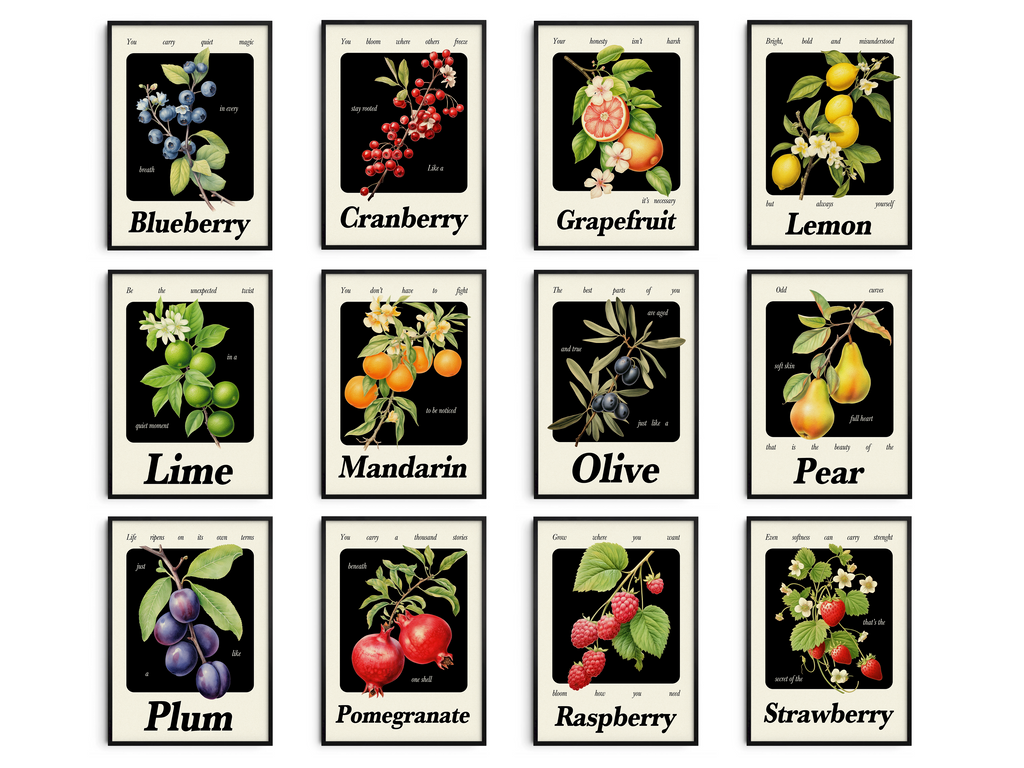 Discover our fruit poster collection: artistic prints celebrating the softness &amp; strength of fruit. Perfect for a fresh, inspiring touch in your home!
