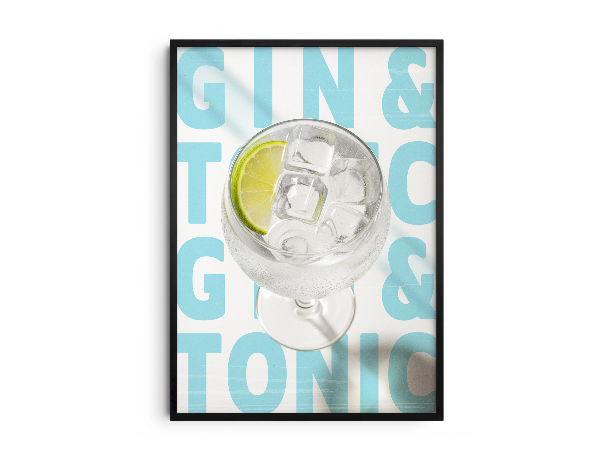 Classic Gin & Tonic cocktail poster featuring sophisticated typography and a refreshing drink illustration, printed on semi-gloss sustainable paper. Perfect wall art for kitchens, bar areas, or modern interiors with a clean and vibrant aesthetic.