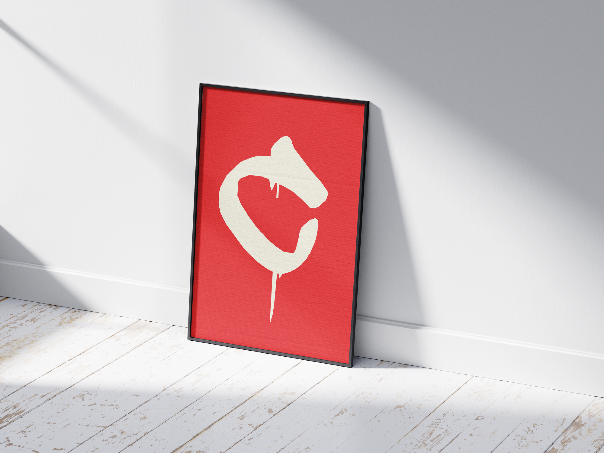 Edgy and dynamic graffiti style alphabet letter C poster, featuring a dripping off-white 'C' on a brick-red background. Perfect urban wall art for lofts, creative studios, or spaces with a bold, contemporary street art aesthetic.