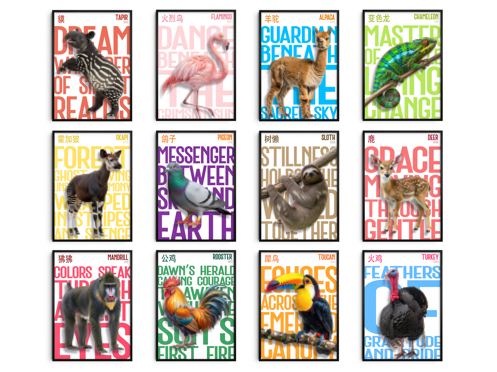 Elevate your space with AmbersCreations' Pixelated Animal Art Collection. This set transforms any wall, revealing wildlife through bold pixelation and vibrant colors. A modern way to add personality and graphic punch to your home.