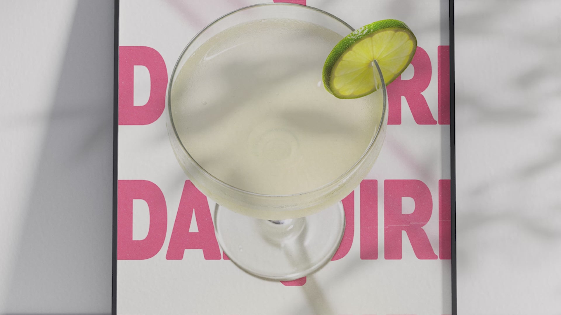 Classic Daiquiri cocktail poster featuring elegant typography and a refreshing drink illustration, printed on semi-gloss sustainable paper. Perfect wall art for kitchens, bar areas, or modern interiors with a clean and vibrant aesthetic.