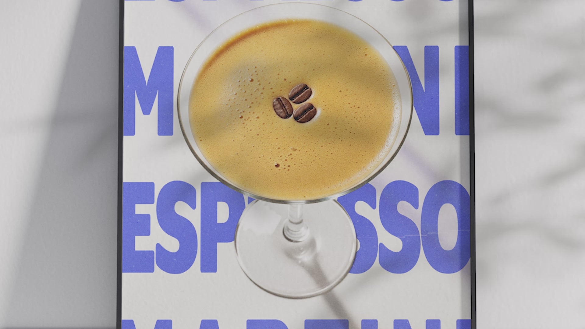 Classic Espresso Martini cocktail poster featuring sleek typography and a rich drink illustration, printed on semi-gloss sustainable paper. Perfect wall art for kitchens, bar areas, or modern interiors with a chic and vibrant aesthetic.