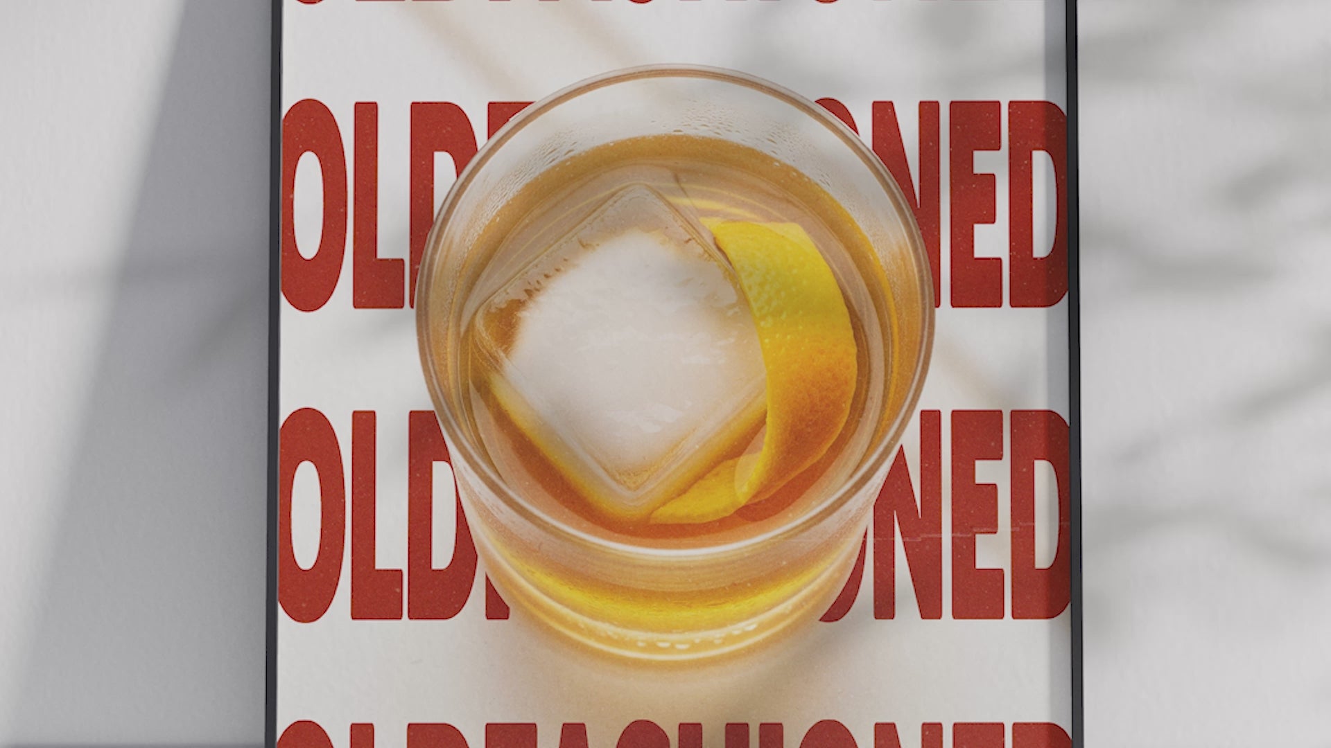 Classic Old Fashioned cocktail poster featuring elegant typography and a rich drink illustration, printed on semi-gloss sustainable paper. Perfect wall art for living rooms, bar areas, or traditional interiors with a sophisticated and timeless aesthetic.