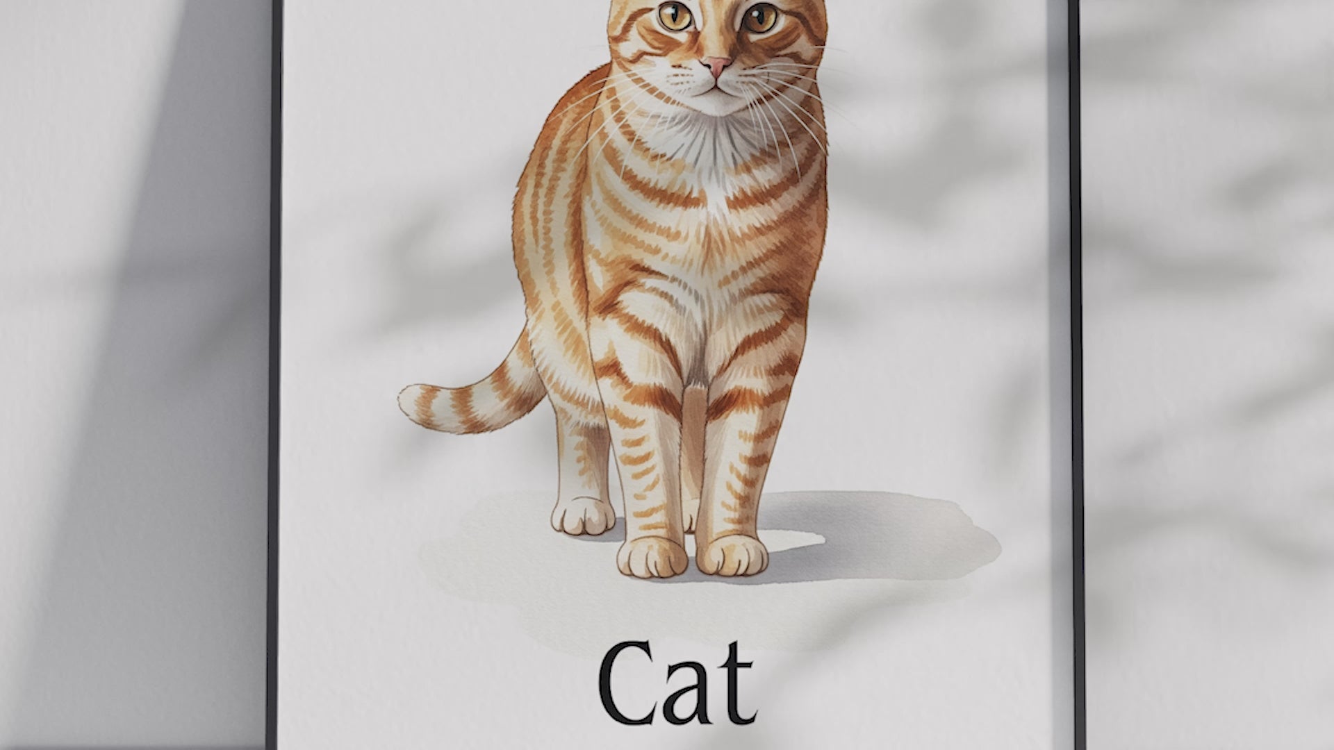 Detailed hand-illustrated Educational Cat Animal Poster for the letter 'C', printed on semi-gloss sustainable paper. Perfect wall art for children's rooms, nurseries, or playrooms with an educational and pet-friendly aesthetic.