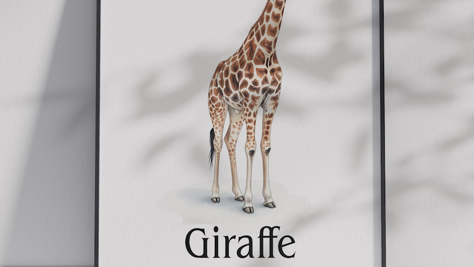 Detailed hand-illustrated Educational Giraffe Animal Poster for the letter 'G', printed on semi-gloss sustainable paper. Perfect wall art for children's rooms, nurseries, or playrooms with an educational and nature-inspired aesthetic.