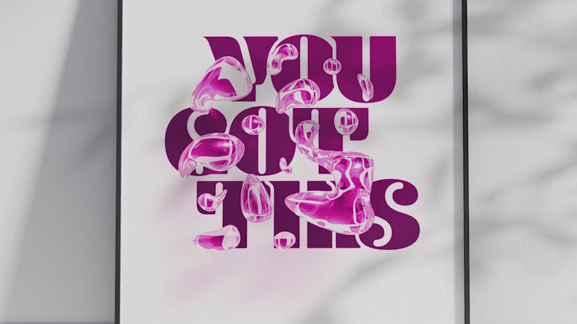 Motivational "You Got This" poster in a minimalist design, featuring dynamic text on semi-gloss paper. Perfect wall art for inspiring home offices, bedrooms, or any space needing a positive affirmation. Available in pink, black and white, or blue.