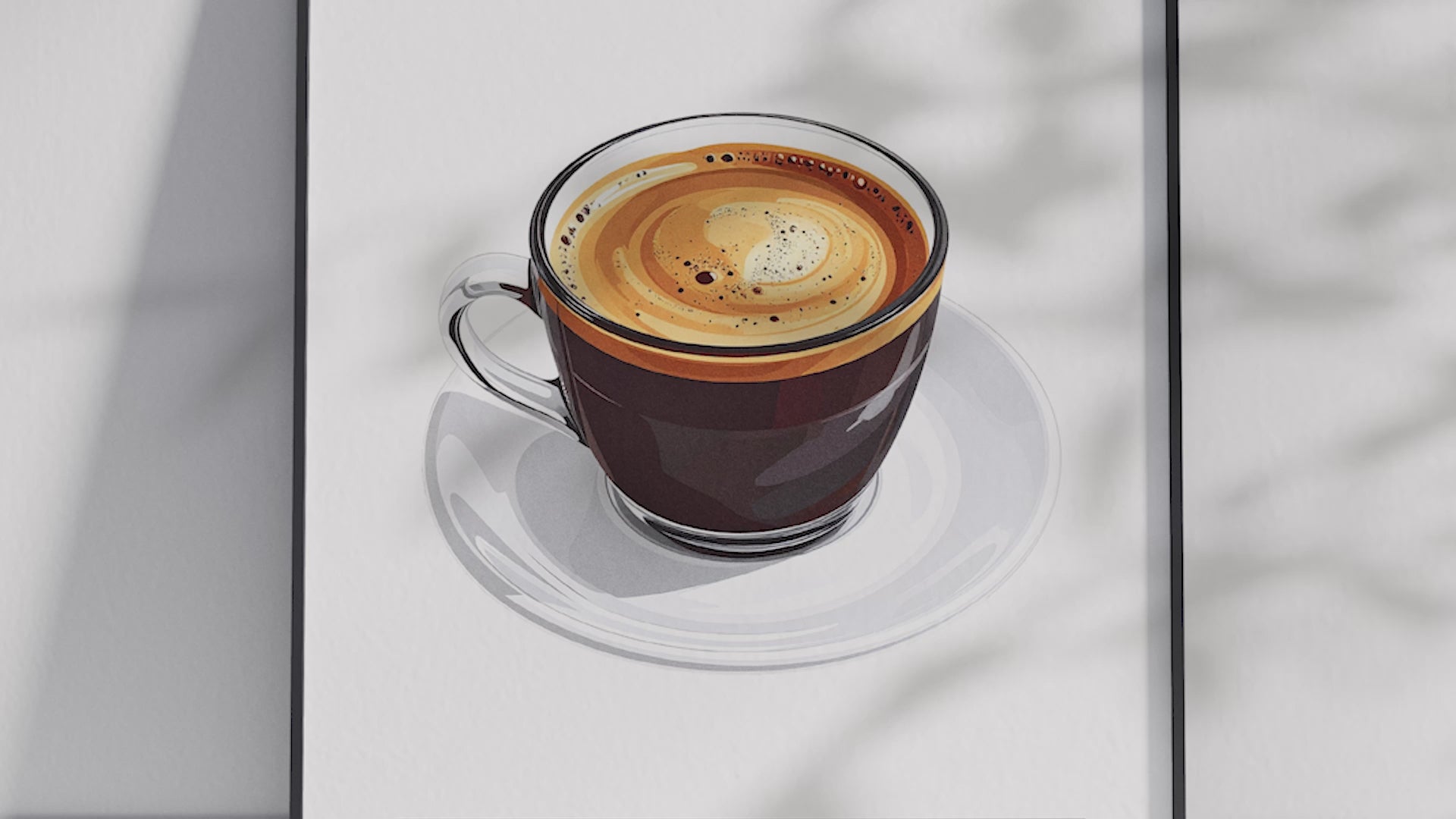 Minimalist Espresso coffee art poster featuring a detailed illustration of a single shot with its recipe, printed on semi-gloss sustainable paper. Perfect wall art for kitchens, coffee bars, or modern interiors with a clean and sophisticated aesthetic.