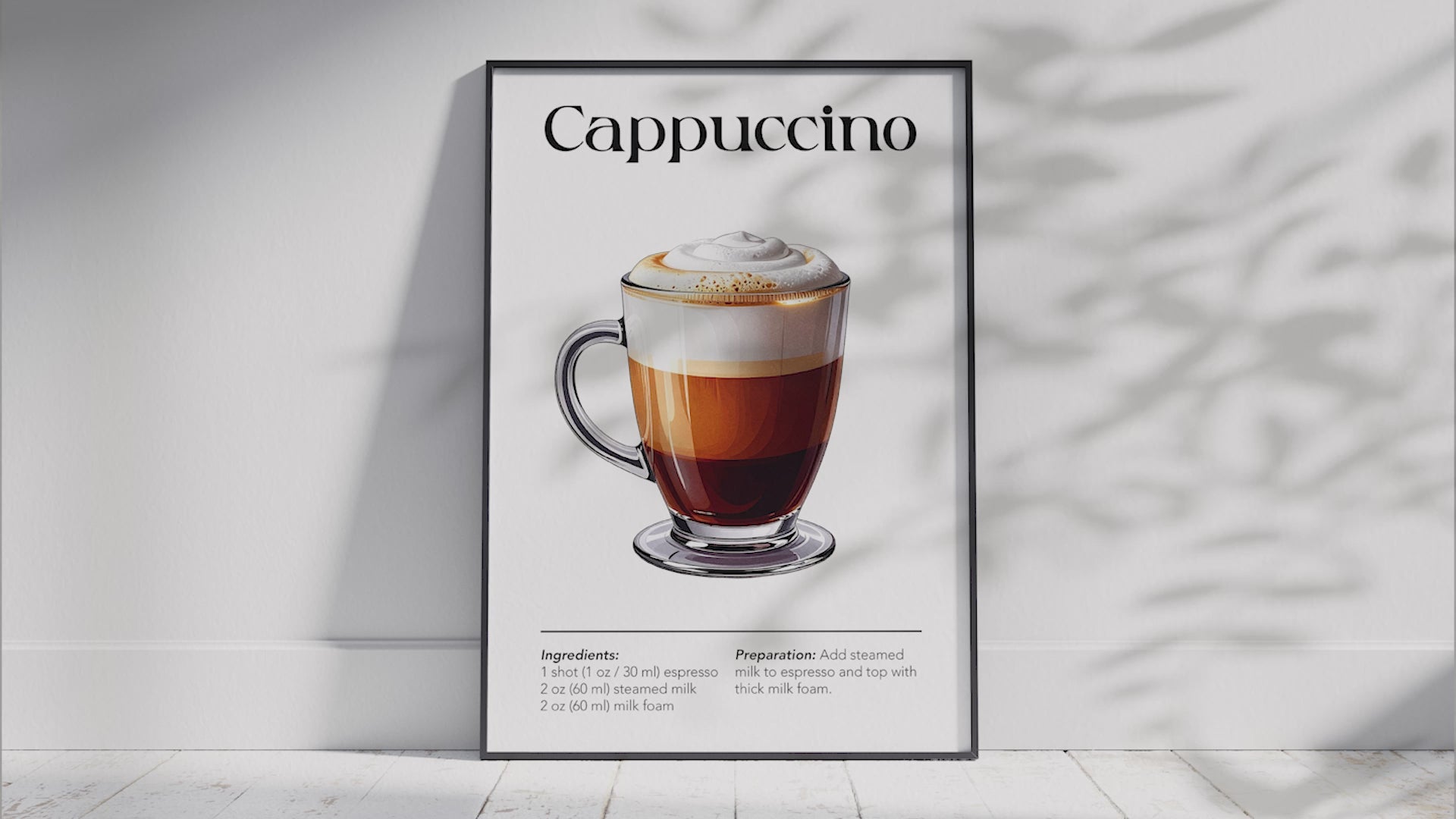 AmbersCreations' Coffee Collection: Posters showing various coffee drinks like cappuccino, espresso, latte, and cold brew, with a main 'Coffee Essentials' chart. Soulful coffee art.