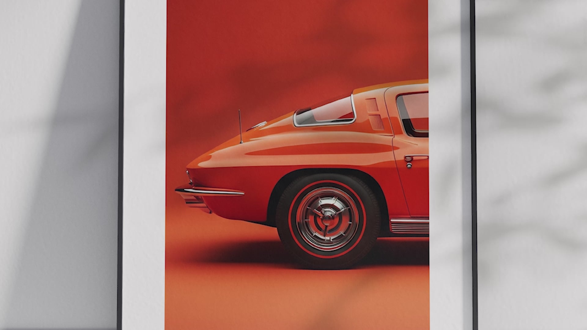 Vibrant Chevrolet Corvette C2 classic car poster, printed on high-quality semi-gloss paper. Perfect wall art for car enthusiasts, garages, offices, or modern interiors with a retro and dynamic aesthetic.