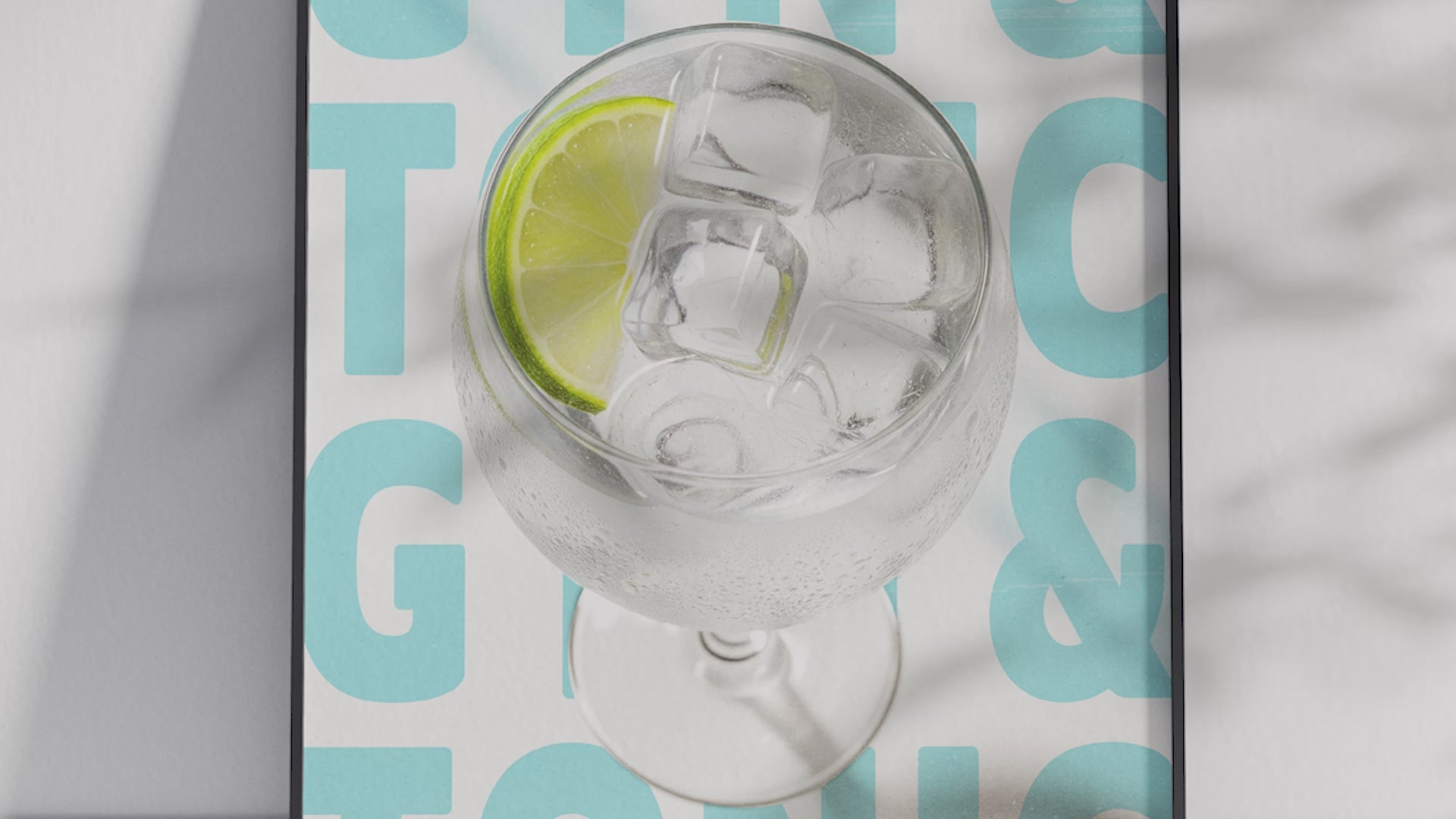 Classic Gin & Tonic cocktail poster featuring sophisticated typography and a refreshing drink illustration, printed on semi-gloss sustainable paper. Perfect wall art for kitchens, bar areas, or modern interiors with a clean and vibrant aesthetic.