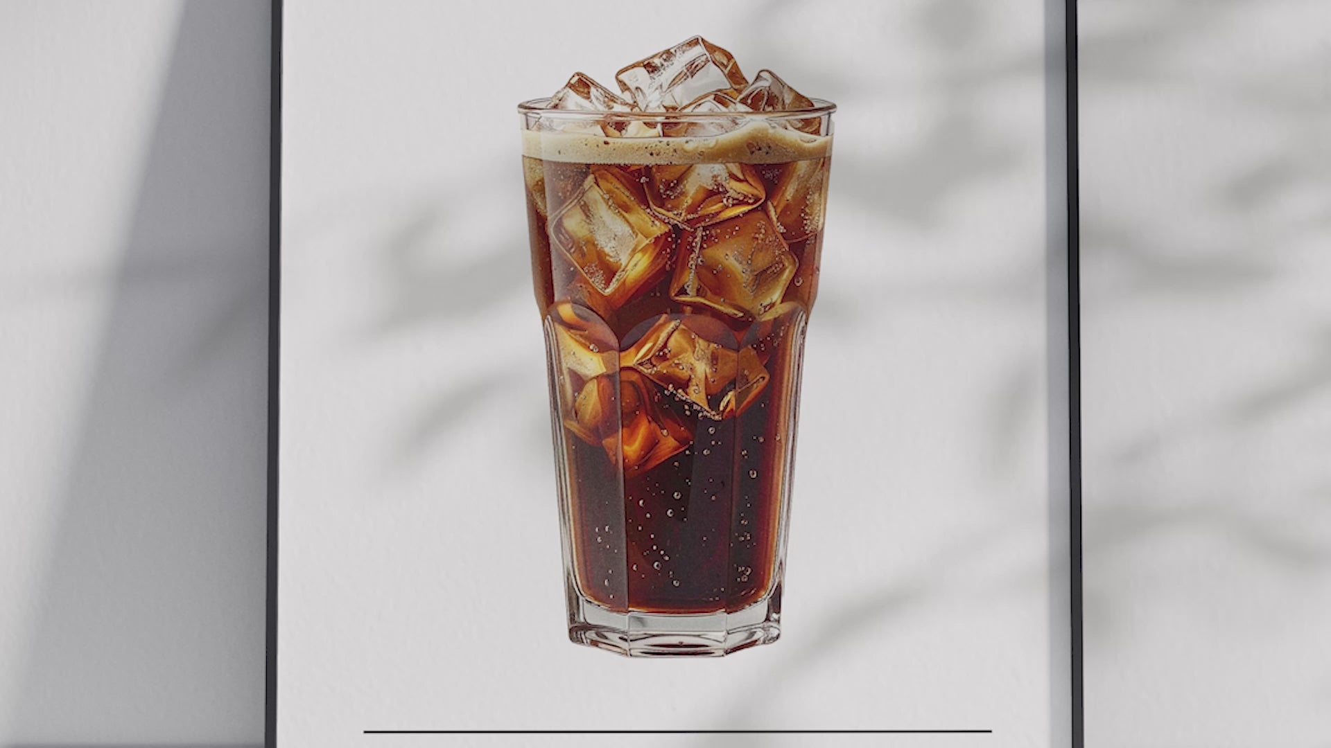 Minimalist cold brew coffee art poster featuring a detailed illustration of iced cold brew with its recipe, printed on semi-gloss sustainable paper. Perfect wall art for kitchens, coffee bars, or modern interiors with a cool and refreshing aesthetic.